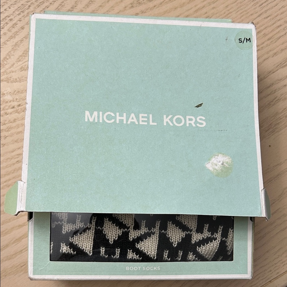 Michael Kors Black and Cream Patterned Boot Socks